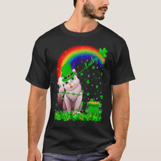 Camiseta Irish Shamrock Rainbow Lucky Balinese Cat Rua Patr