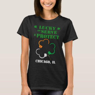 Camiseta Irish Shamrock tem sorte em servir e proteger Chic