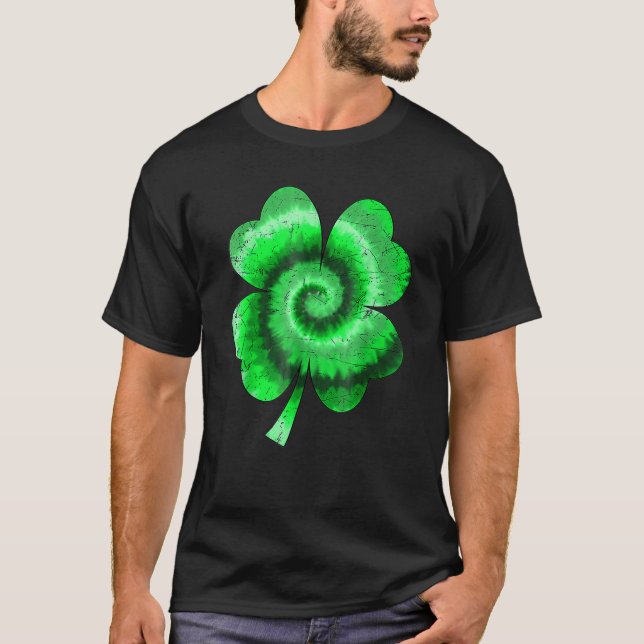 Camiseta Irish Shamrock Tie Dye Happy Dia de São Patrício G (Frente)