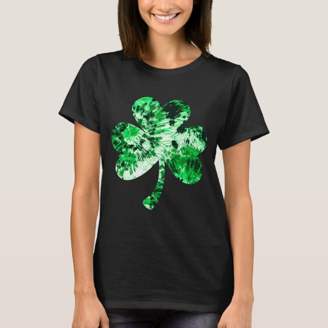 Camiseta Irish Shamrock Tie Dye Happy Dia de São Patrício G (Frente)