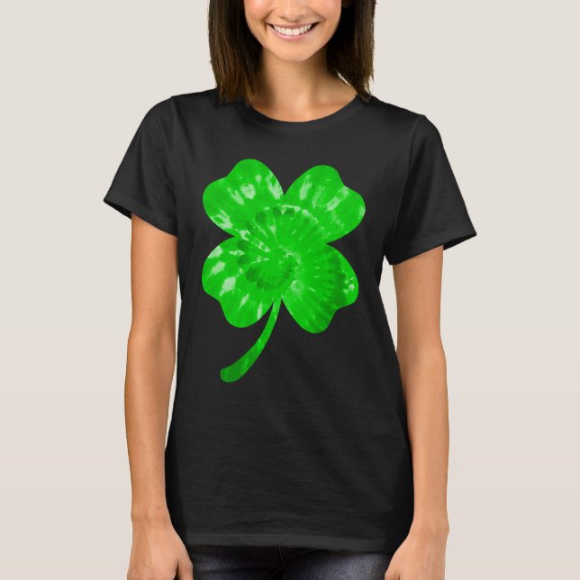 Camiseta Irish Shamrock Tie Dye Happy Dia de São Patrício G (Frente)