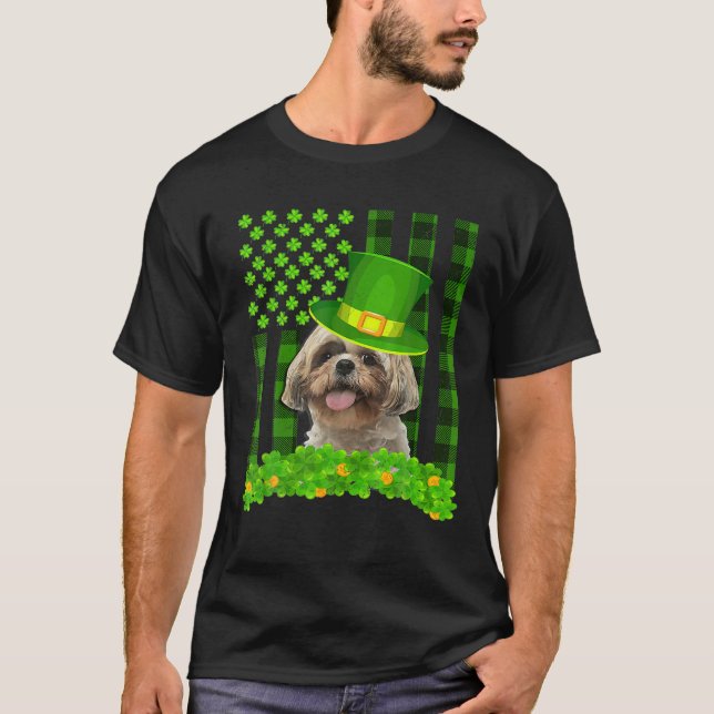 Camiseta Irish Shih Tzu St Patrick's Day Funny Leprechaun D (Frente)