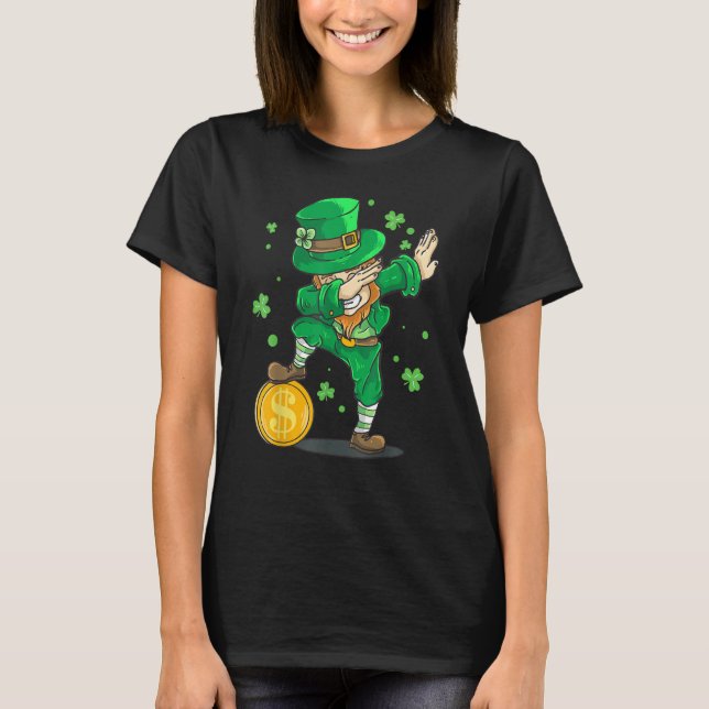 Camiseta Irish St Patrick Day Dabbing Leprechaun  Kid Toddl (Frente)