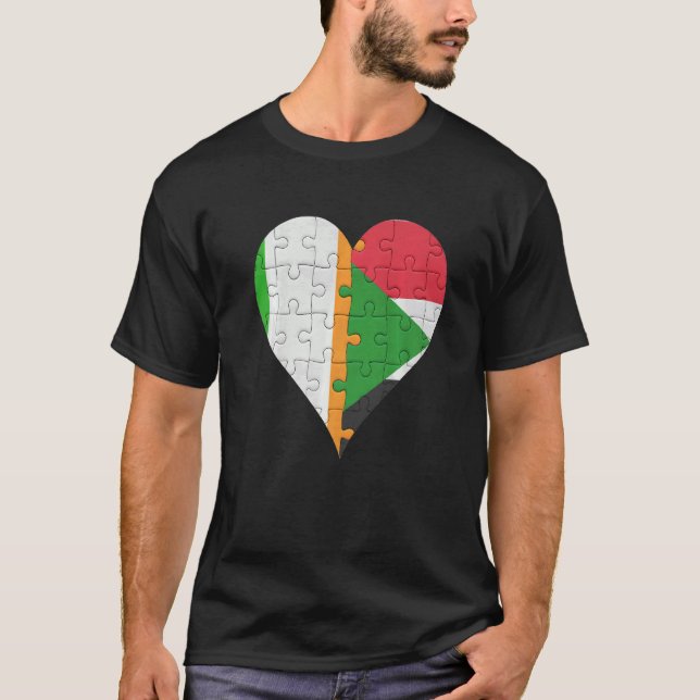 Camiseta Irish Sudanese Flag Heart (Frente)