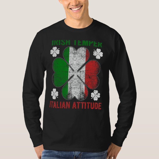 Camiseta Irish Temper Italiana Attitude Sahmrock St Patrick (Frente)