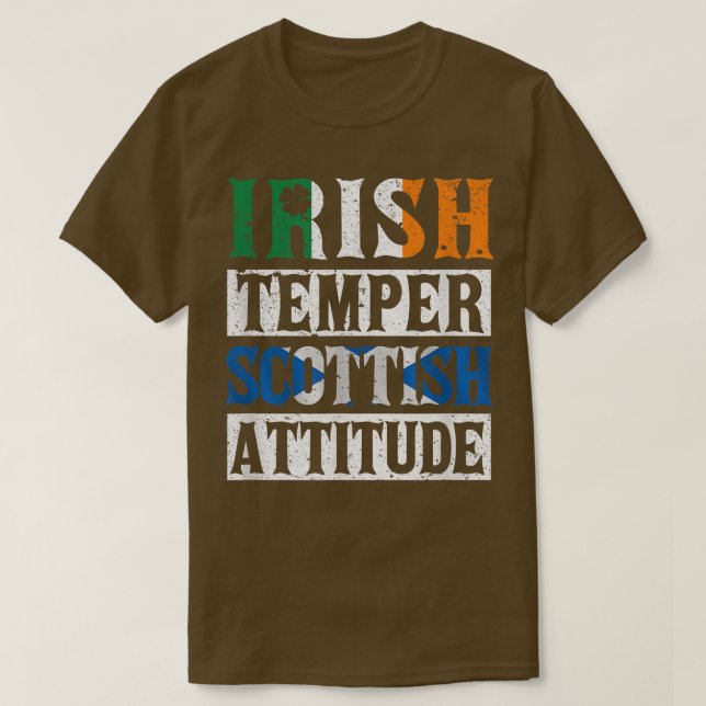 Camiseta Irish Temper Scottish Attitude Dia de São Patrício (Frente do Design)