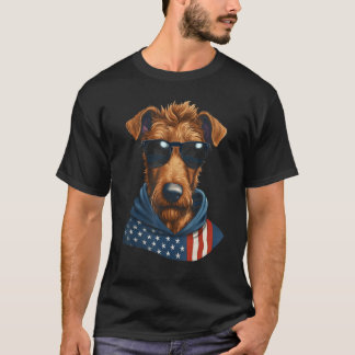 Camiseta Irish Terrier American Flag USA Tee 4th July Gifts
