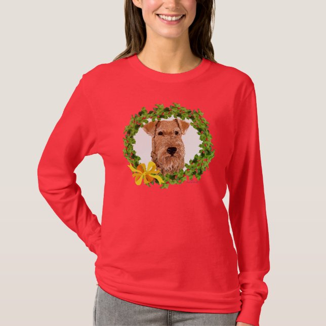 Camiseta Irish Terrier Holly Wreath (Frente)