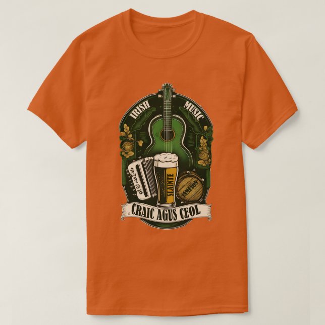 Camiseta Irish Traditional Music Craic Agus Ceol (Frente do Design)