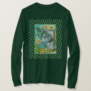 CAMISETA IRISH UNICORN, RUA. CAVALO FANTASIA DO DIA DE PATR