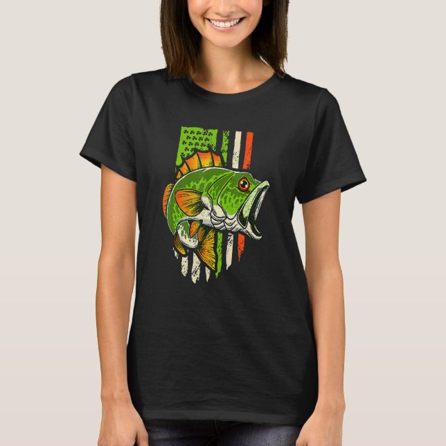 Camiseta Irish US American Flag Fishing Fish St Patricks Da (Frente)