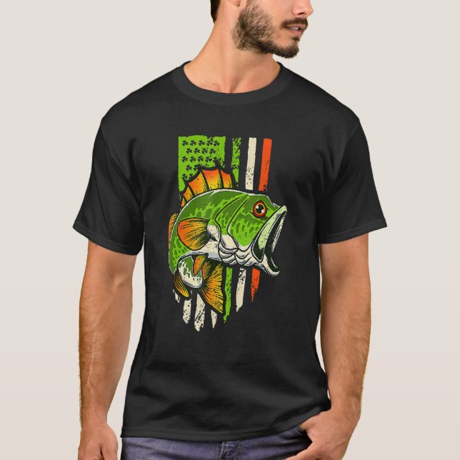Camiseta Irish US American Flag Fishing Fish St Patricks Da (Frente)