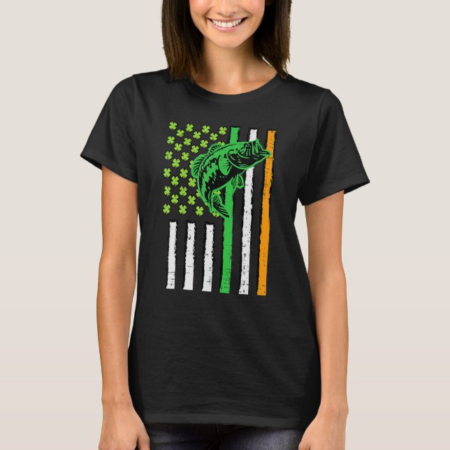 Camiseta Irish US American Flag Fishing Fish St Patricks Da (Frente)
