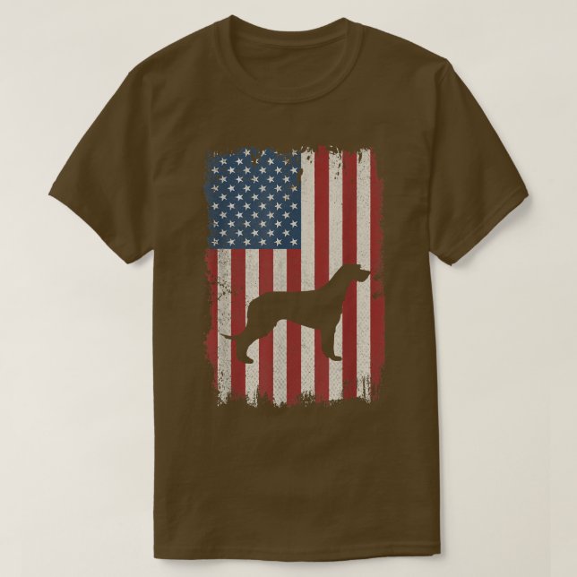 Camiseta Irish Wolfhound American Flag USA Dog Puppy (Frente do Design)