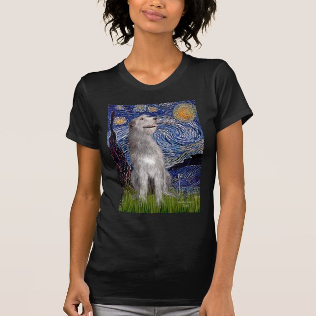 Camiseta Irish Wolfhound - Noite Estrelada (Vertical) (Frente)