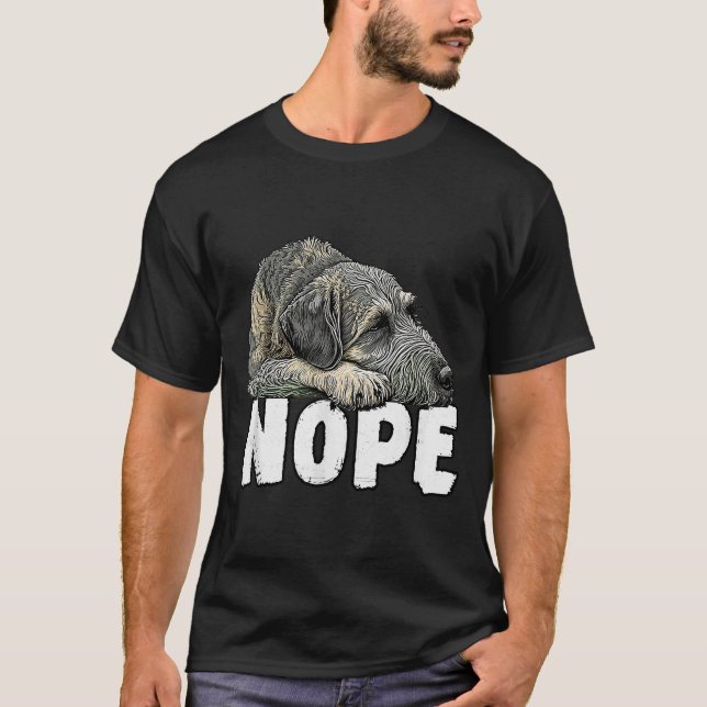 Camiseta Irish Wolfhound Nope Funny Lazy Pet Dog Cute  (Frente)