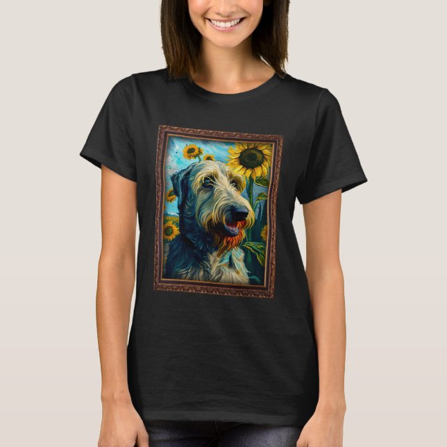 Camiseta Irish Wolfhound Painting Sunflower Flower Mom Wome (Frente)