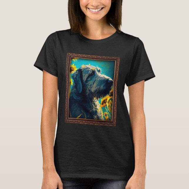 Camiseta Irish Wolfhound Painting Sunflower Flower Mom Wome (Frente)
