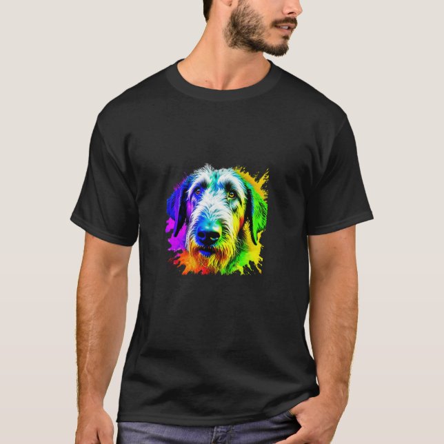 Camiseta Irish Wolfhound Pop Art I Dog Lover I Splash Art W (Frente)