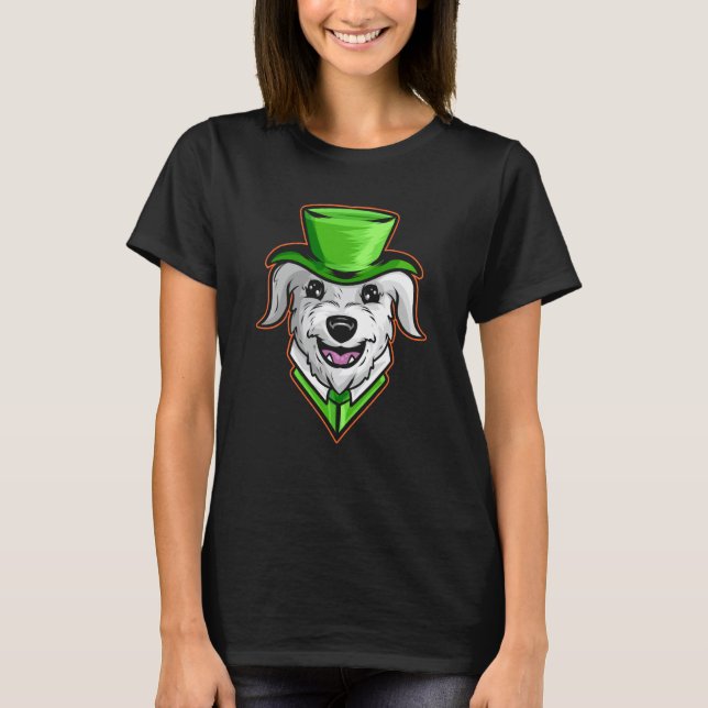 Camiseta Irish Wolfhound With Green Hat Neckerchief St Patr (Frente)