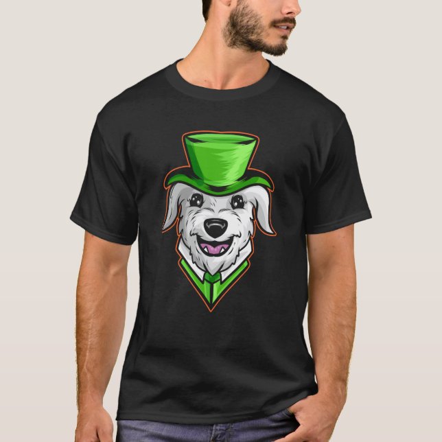 Camiseta Irish Wolfhound With Green Hat Neckerchief St Patr (Frente)