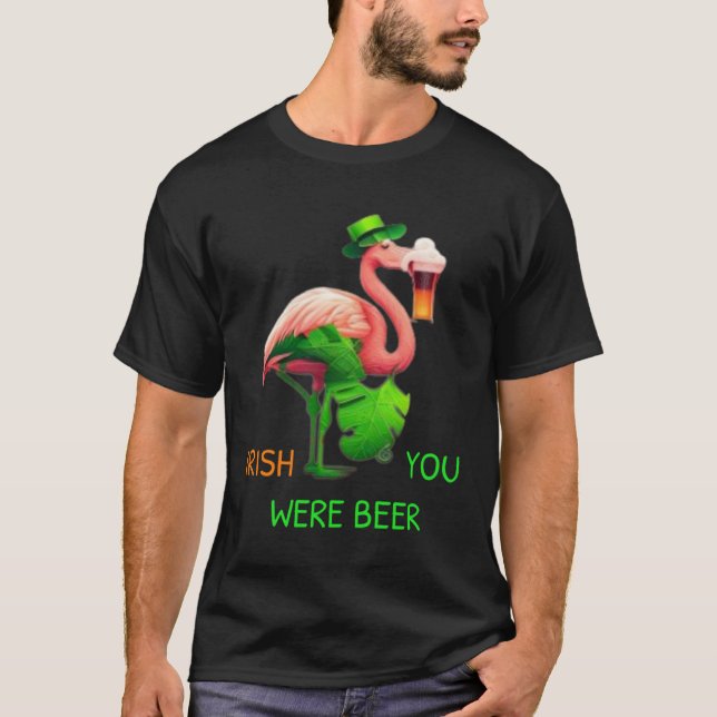 Camiseta Irish You Were Beer Flamingo Shamrock For St Patri (Frente)