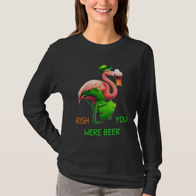 Camiseta Irish You Were Beer Flamingo Shamrock For St Patri (Frente)