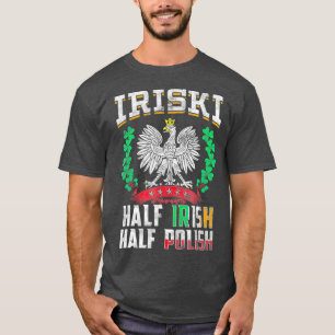 Camiseta Iriski Half Irish Half Polonês Shamrocks