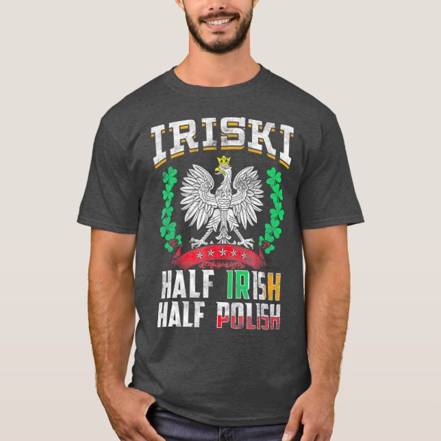 Camiseta Iriski Half Irish Half Polonês Shamrocks (Frente)