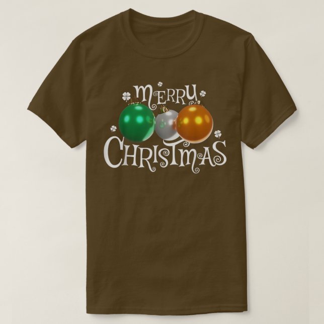 Camiseta Irlanda Bandeira Feliz Natal Balls Irlandês Patrió (Frente do Design)