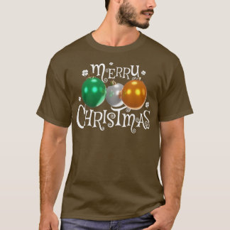 Camiseta Irlanda Bandeira Feliz Natal Balls Irlandês Patrió