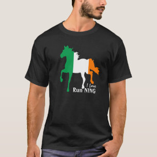 Camiseta Irlanda, Cavalo, Irish Flag e eu amamos correr
