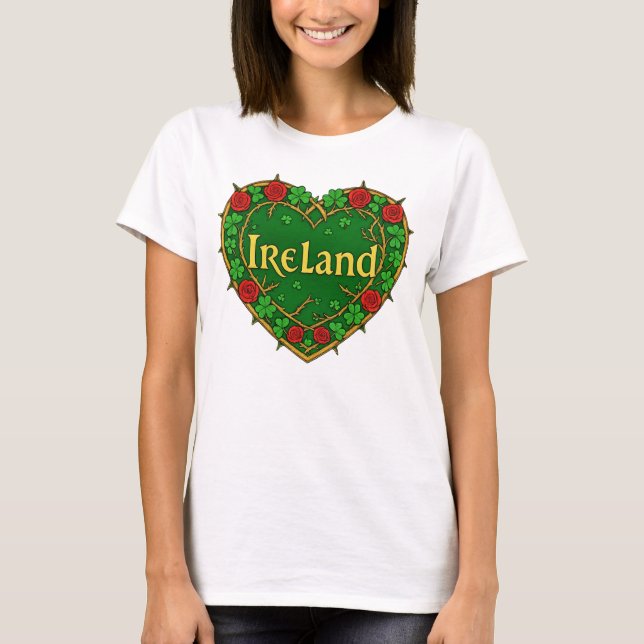 Camiseta Irlanda Corações e rosas (Frente)