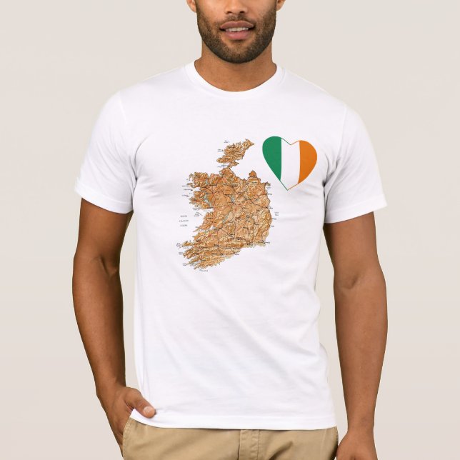 Camiseta Irlanda Flag Heart and Map T-Shirt (Frente)