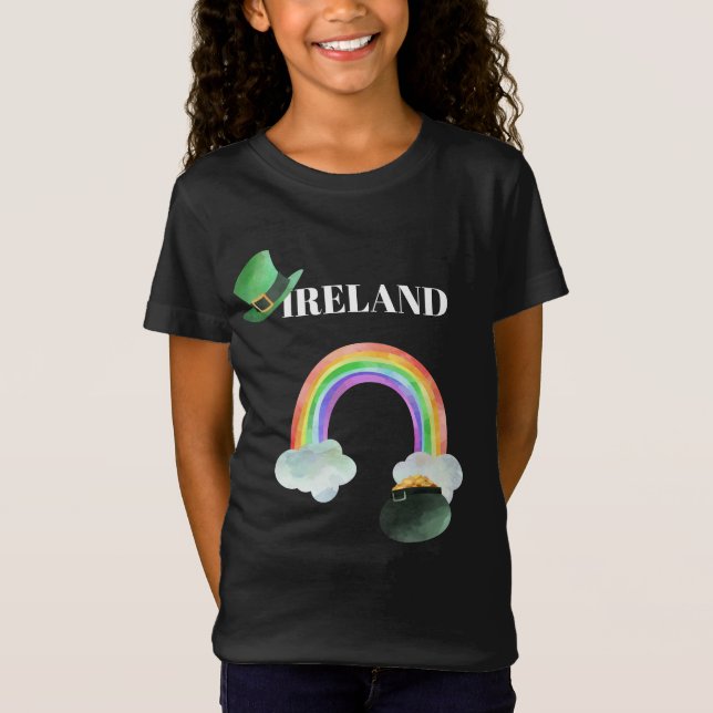 Camiseta *~* IRLANDA IRLANDA Pote Arco-Íris de Dourada Cami (Frente)