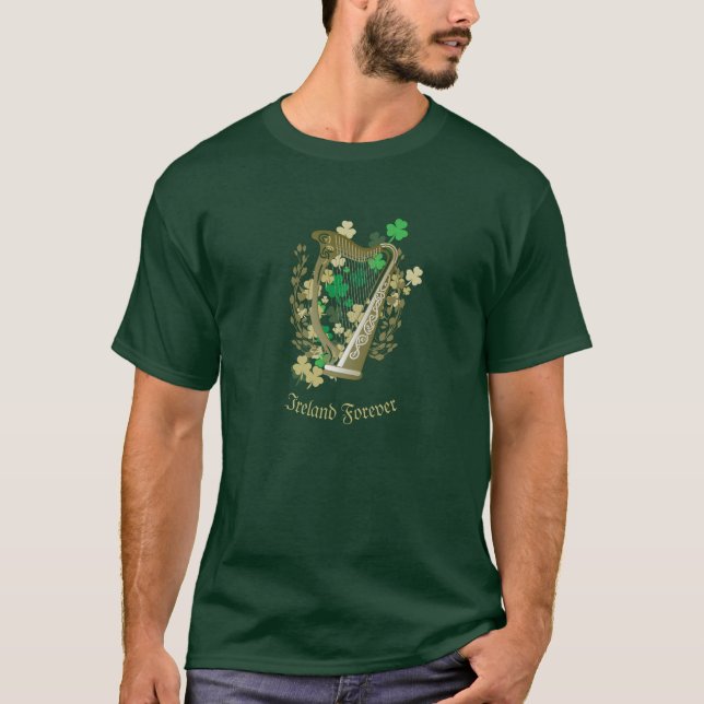 Camiseta Irlanda para sempre - Harpa irlandesa (Frente)