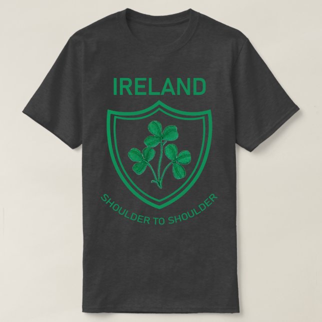 Camiseta Irlanda Rugby Crest Shoulder para Shoulder 1 (Frente do Design)