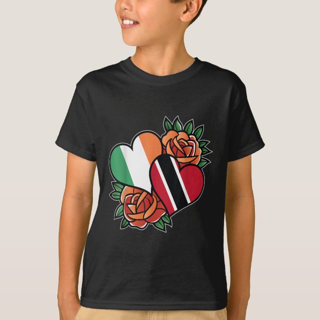 Camiseta Irlanda Trinidad e Tobago Flag Heart Half Irish (Frente)