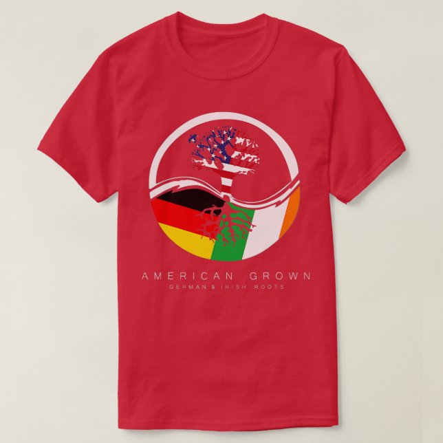 Camiseta Irlandês Alemão Raízes Americanas Cresce com Bande (Frente do Design)