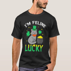Camiseta Irlandês Cat Leprechaun Eu sou Feline Lucky Cat Ru