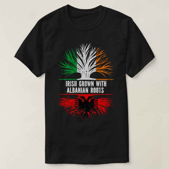 Camiseta Irlandês Crescido Com Bandeira Albanesa Roots Irla (Frente do Design)