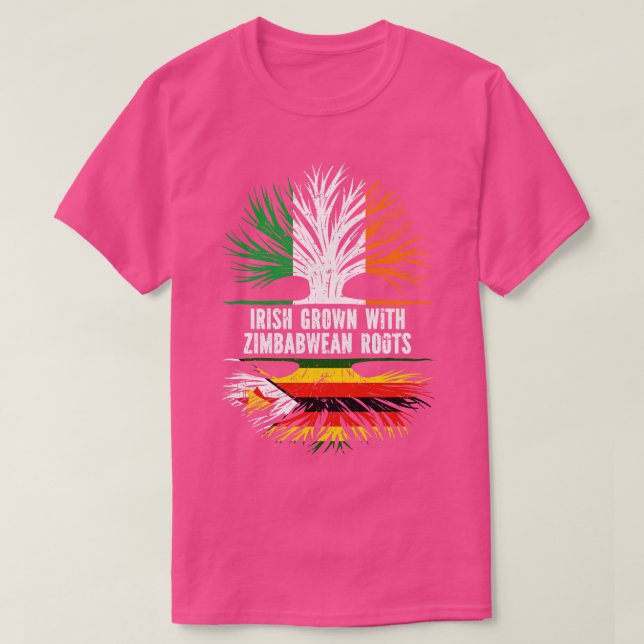 Camiseta Irlandês Crescido Com Bandeira Da Irlanda Do Zimba (Frente do Design)