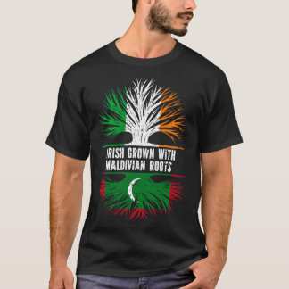 Camiseta Irlandês Crescido Com Bandeira Maldiviana Da Irlan