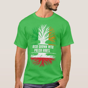 Camiseta Irlandês Crescido Com Raízes Poloneses Bandeira Da