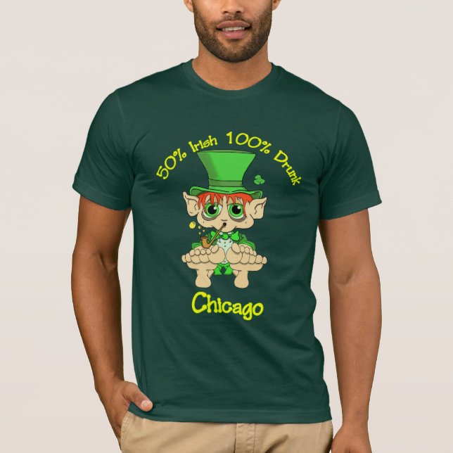 Camiseta irlandês de 50% 100% Chicago bêbeda (Frente)