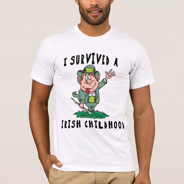 Camiseta Irlandês engraçado - eu sobrevivi a uma infância (Frente)