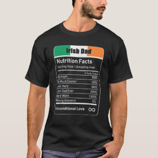 Camiseta Irlandês Fatos de Nutrição do Pai Fatos do Pai
