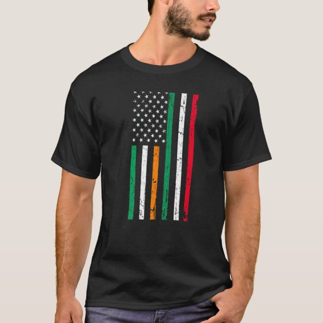 Camiseta Irlandês Italiano American Flag Irlanda Itália EUA (Frente)