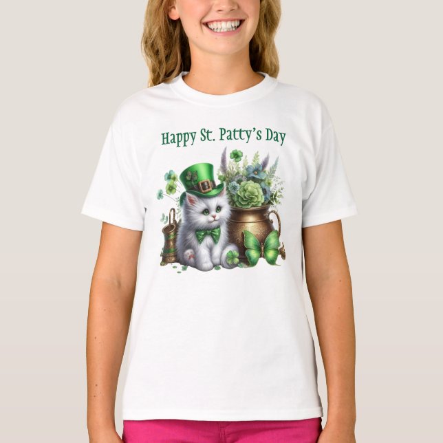 Camiseta Irlandês Kitten para Ruas. Dia de Patrick (Frente)