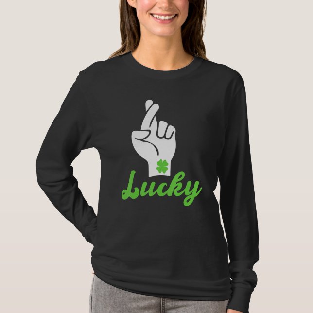 Camiseta Irlandês Lucky Shamrock Mão Gesture Rua Engraçado  (Frente)